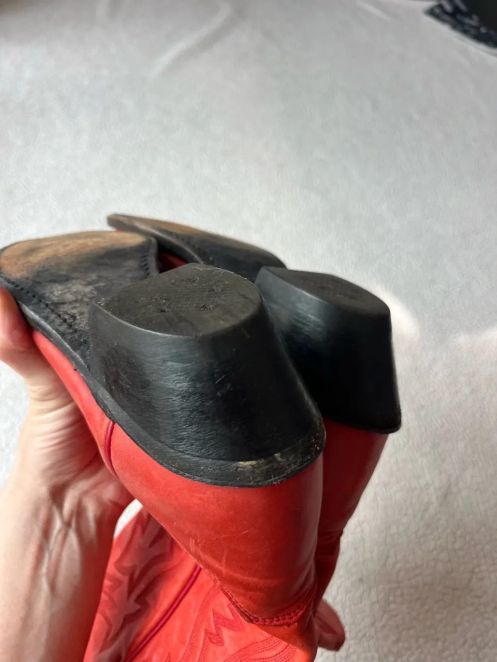 VINTAGE JUSTIN RED / ORANGEY COWGIRL BOOTS WOMENS 6 - Picture 7 of 8
